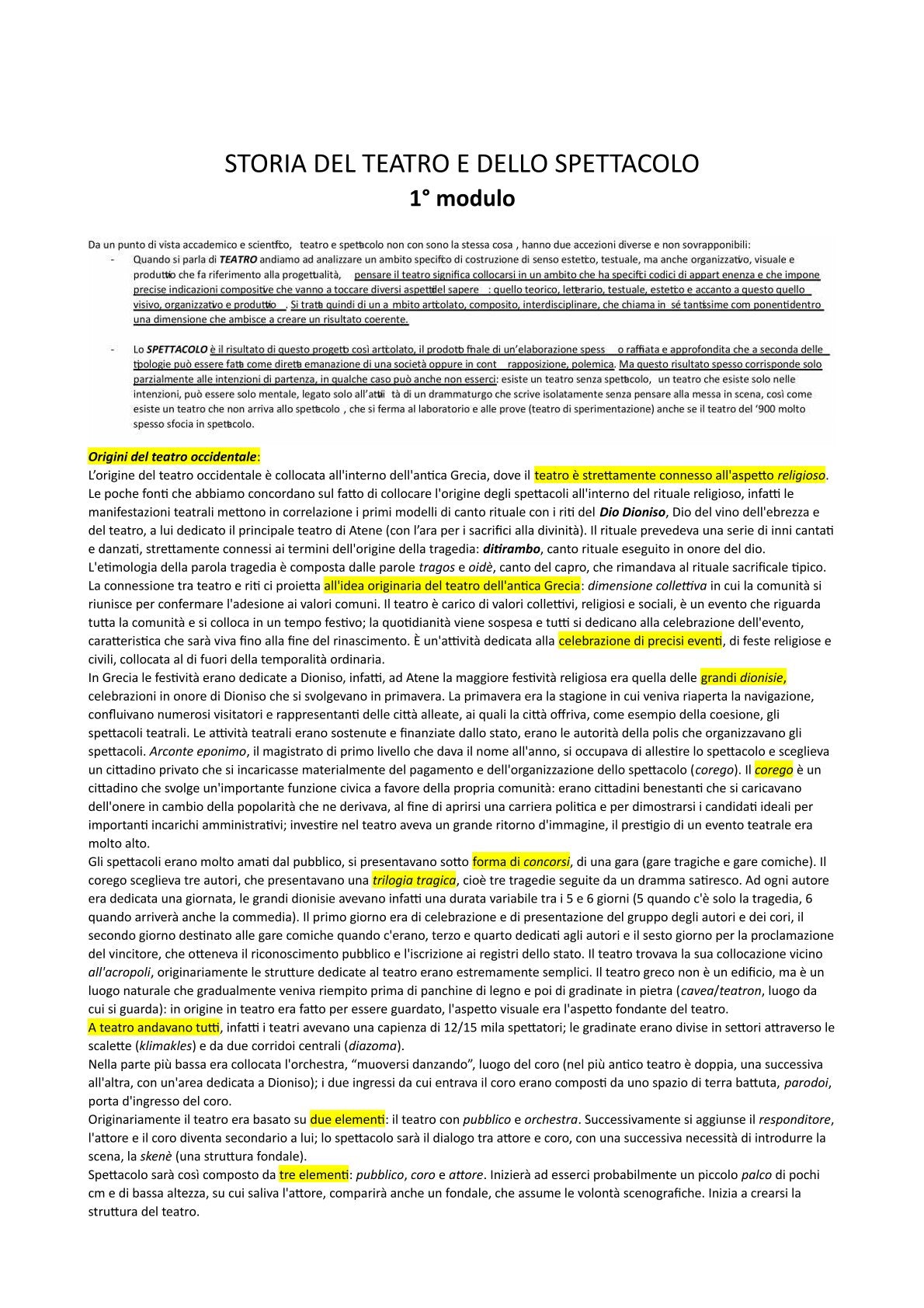 Storia del Teatro e dello Spettacolo