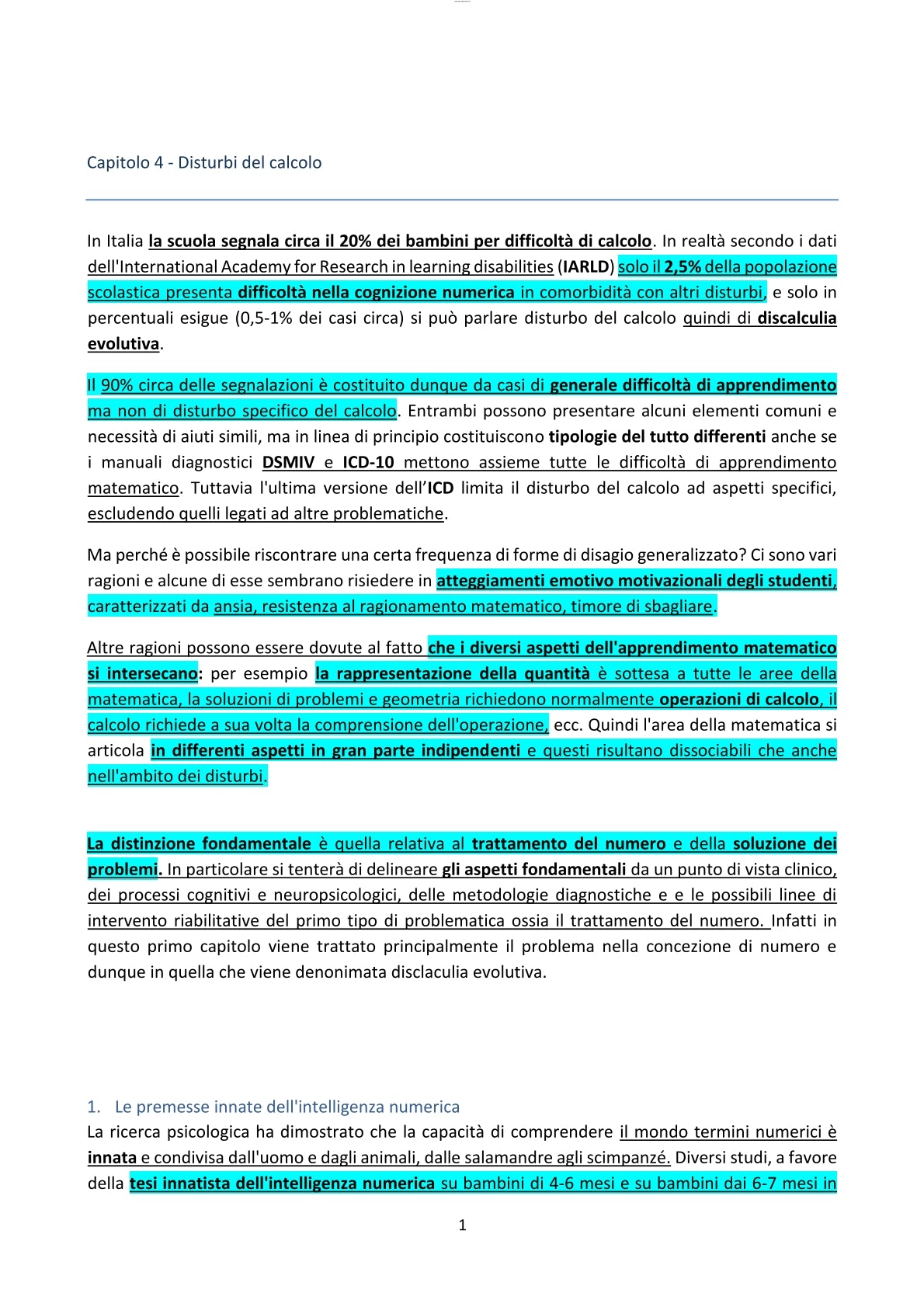 Disturbi dell'apprendimento